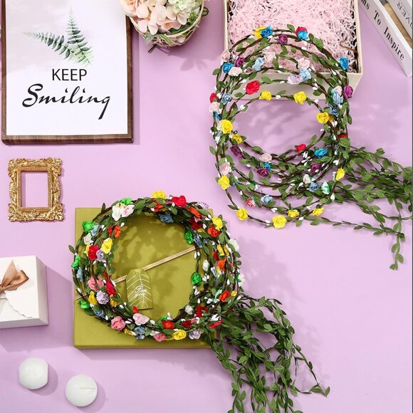 Assorted Flower Crown Headbands for Women Girls Bohemian Garlands 100 Pack - Picture 6 of 7